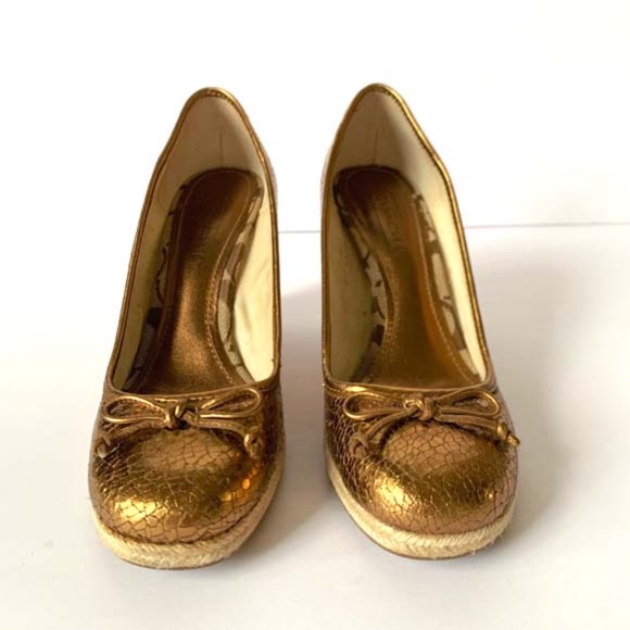 COACH METALLIC ESPADRILLE WEDGE - Picture 4 of 7